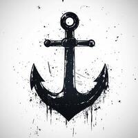 Anchor design with splatter effects showcasing a maritime theme in black and white photo