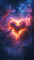 Stunning cosmic heart formation amidst vibrant nebula in deep space captures the beauty of the universe photo
