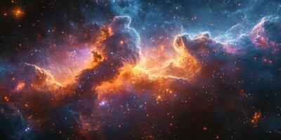 Cosmic clouds emit vibrant colors in deep space during the formation of new stars photo