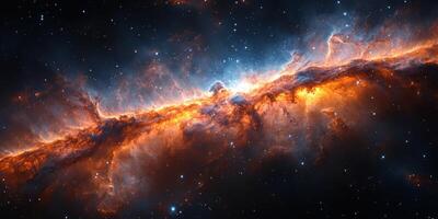 Colorful cosmic nebula in deep space showcases swirling gases and bright stars photo