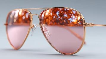 Stylish aviator sunglasses with reflective lenses showcase modern design in bright light setting photo
