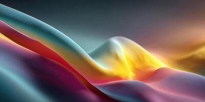Colorful abstract waves create a dynamic visual experience in a serene landscape setting photo