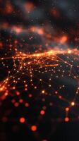 Digital network connections with glowing nodes and lines in a dark atmosphere showcasing technology and innovation photo