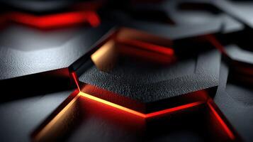 Abstract patterns of dark textures with glowing red lights in a modern design theme photo