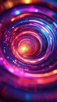 Colorful swirling patterns create a mesmerizing visual effect in an abstract tunnel of light and energy photo