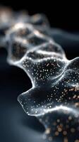 Digital wave of particles flowing through a dark space photo