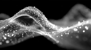Abstract representation of flowing waves and light particles creating a dynamic visual effect photo