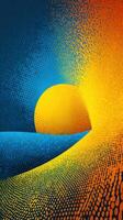 Vibrant sunset with colorful gradients over ocean waves and bright horizon in a modern abstract style photo
