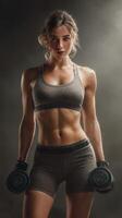 Fitness enthusiast showcases strength and determination in a gym setting during a workout session photo