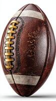 Vintage style football rests on a surface with detailed stitching and texture, showcasing craftsmanship and sport heritage photo