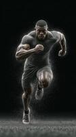 Sprinting athlete showcasing speed and power against a dark backdrop at a training session photo