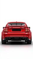 Custom red sports car showcases sleek design in a studio setting during midday lighting for an impressive presentation photo