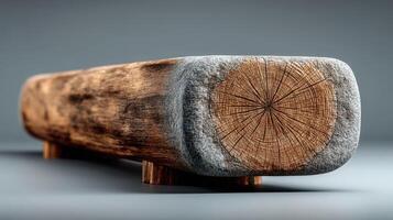 Nature's artistry in a wooden log showcasing intricate grain and texture against a neutral background photo