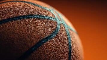 Close-up of a textured basketball with vibrant color against a gradient background photo