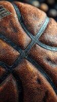 Textured basketball showcasing unique patterns and details, emphasizing the sport's vibrant energy and craftsmanship photo