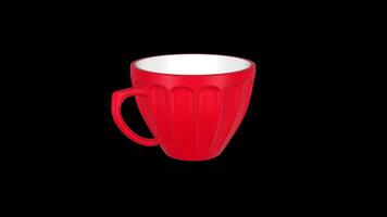 Tea Cup Rotating on a Transparent Background. Seamless Loop. 4K video