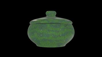 Ceramic Ashtray with Lid Rotating on a Transparent Background. Seamless Loop. 4K video