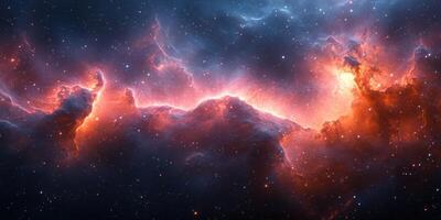 Vibrant cosmic clouds illuminating the night sky display stunning colors and intricate patterns in a breathtaking celestial view photo