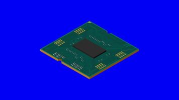 Isometric processor animation. Central processing unit or CPU. Computer hardware components. Semiconductor technology concept. 4K animation, video