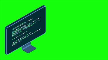 Isometric monitor animation. Computer monitor isometric desktop. Modern monitor. Motion graphic. 4K animated in isometric style. video