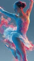 Ballet dancer in dynamic pose showcasing grace and artistry in vibrant colors photo