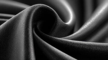 Luxurious black fabric draped elegantly to showcase texture and movement in soft lighting photo