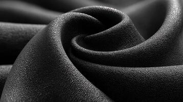 Close-up of soft black fabric showing intricate texture and flow in natural light photo