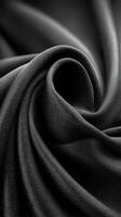 Black fabric draped elegantly showcasing texture and softness in a close-up display photo