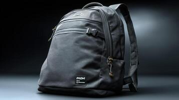 Versatile black backpack showcased in a sleek studio setting with soft lighting photo