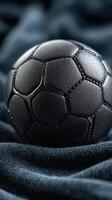 Soccer ball placed on textured fabric in a close-up view during a studio session photo