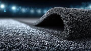 Soft carpet texture with a gentle wave reflecting light in an indoor space at night photo