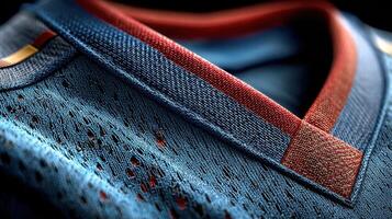 Sports jersey showcasing intricate design details and vibrant colors suitable for athletic wear enthusiasts and collectors photo