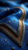 Colorful fabric close-up with intricate patterns and textures highlighting craftsmanship and design details photo
