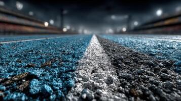 Track surface with racing lines during an evening event under stadium lights photo