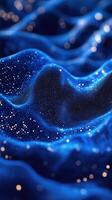 Surreal blue waves with sparkling particles creating a mesmerizing visual texture photo