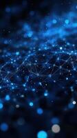 Abstract network visualization with bright blue nodes and connections in a dark background creating a digital atmosphere photo