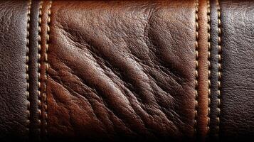 High-quality leather texture showcasing rich shades and intricate stitching patterns photo