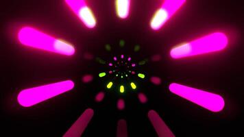 Light Green and Pink Round Tunnel with Neon Glowing Lights Background VJ Loop in 4K video
