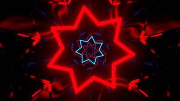 Blue and Red Fantastic Abstract Corridor with Neon Frames Background VJ Loop in 4K video
