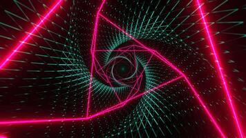 Turquoise and Pink Mesh Neon Spiral Abstract Tunnel Background VJ Loop in 4K video