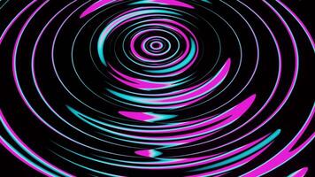 Abstract circular rotation of neon abstract lines video