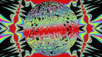 Bright VJ Loop animation of rotation of the sphere on an iridescent background. video