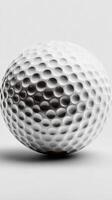 Golf ball resting on a flat surface, showcasing its textured dimples for enhanced grip and aerodynamics in a golfer's game photo