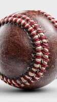 Vintage baseball showcasing hand-stitched leather, textured surface, and rich colors in natural light photo