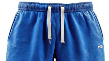 Comfortable blue shorts with elastic waistband and drawstring for casual wear in warm weather photo