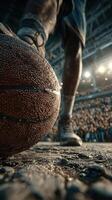 Intense basketball game in an indoor arena showcasing teamwork and competitive spirit during a thrilling fourth quarter photo