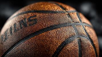 Intricate details of a basketball showcasing texture and design during a competitive game practice photo