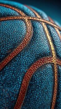 Close-up view of an intricately textured blue basketball showcasing its unique surface details and design features photo