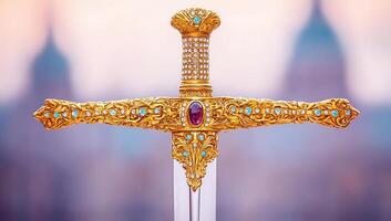 Ornate Golden Sword with Jewels photo