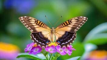 Butterfly Perching on Vibrant Flowers photo